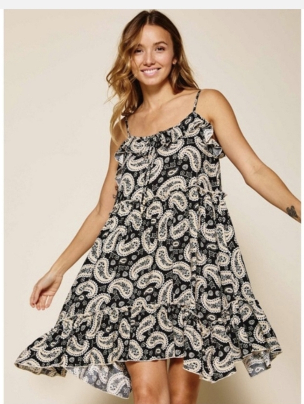 Boho Paisley Print A-Line Dress